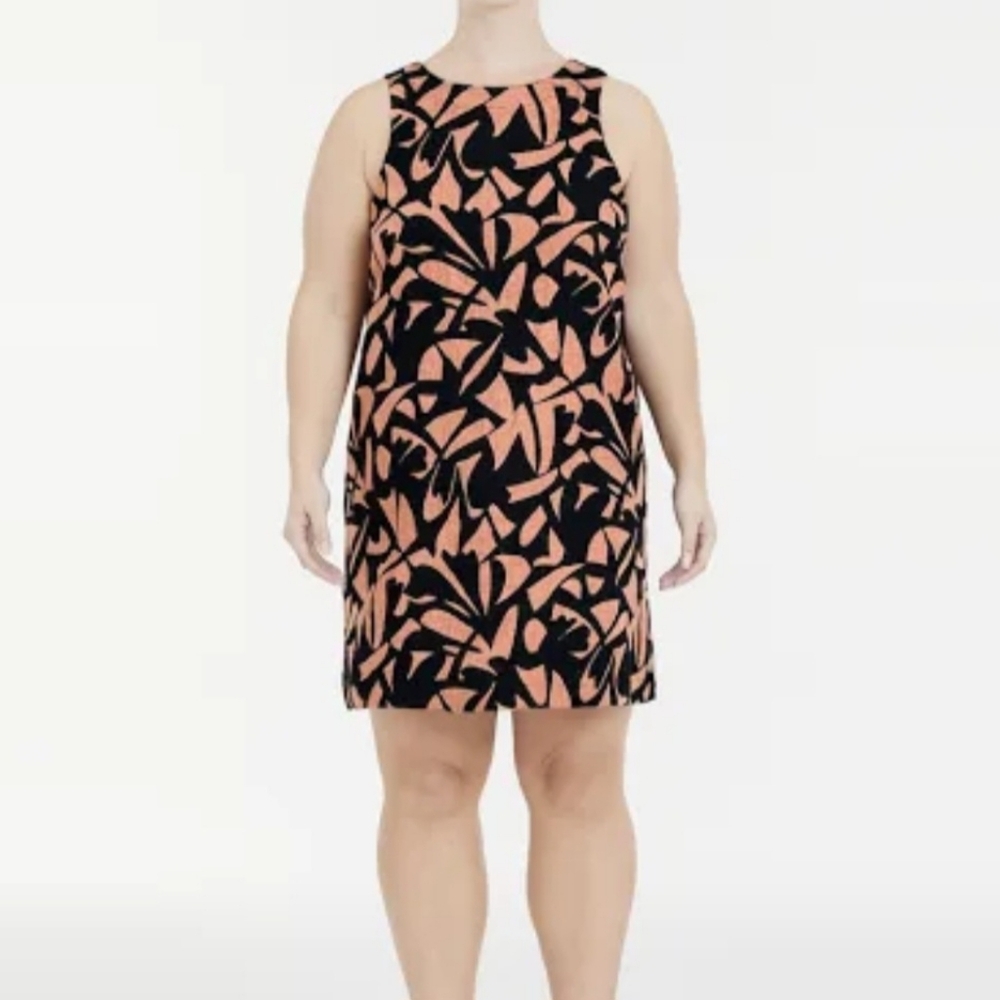 A New Day Dresses Size Small Black Brown Geometric Mini Dress Sleeveless Dress